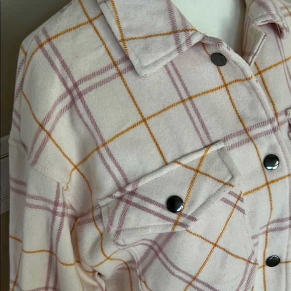 HFX Cozy Plaid Jacket - Pink and Orange Oversized Size Medium - Picture 3 of 7